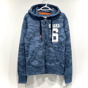 NEW Superdry Blue Camo Osaka 6 Sup Zip Hoodie (size S)